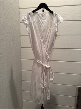 Lucky Brand White Wrap Midi Dress